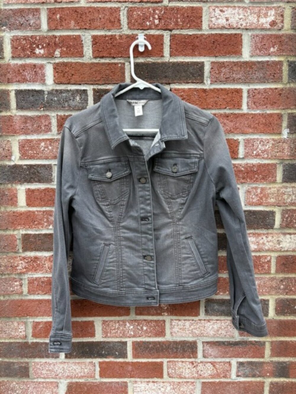 White House Black Market Charcoal Grey Jean Jacket